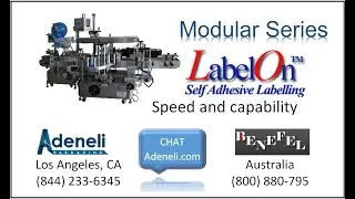 LabelOn&trade; Modular Labeling Machine: Empty Fruit Juice Bottles -Flat Sided Labeling and Round Labeling