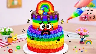 🌈 Satisfying Mini Sweet M&M Rainbow Cake 🎂  ASMR Mini Chocolate Cake | Cute Doodle Style
