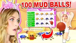 Throwing 100 MUD BALLS In Adopt Me! (Roblox)