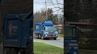 Republic services side loader garbage truck returns with mini loud thingy horn