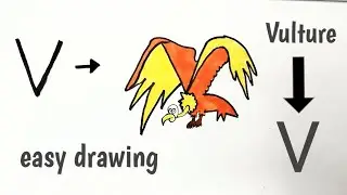 How to Draw a Vulture After Writing Letter V - LetterToons