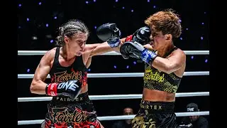 ไฮไลน์ คานะ Kana ชนะคะแนน โมอา คาร์ลสัน Moa Carlsson คิกบ็อกซิ่ง 115 ป.ONE Lumpinee 95 , 31 ม.ค.68