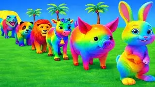 Long Slide Game with Cow Elephant Gorilla Hippopotamus Tiger 3d Animal Game Funny 3d Animals