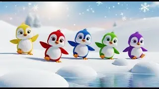 Cinco Pinguins Pequenos Andam Como Patos | Música de Movimento e Animais