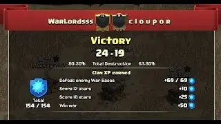 Warlordsss War Win 235 vs cloupor clan.... Clash of Clans