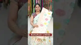 Banarasi linen sarees in pastel shades. Whatsapp 9100062127 #rangvarshasarees #banarasisaree  #linen