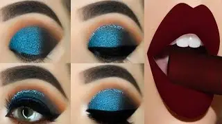 Perfect blue glitter eyes makeup look tutorial step by step bridal eye makeup tutorial 👀💄