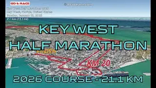 Key West Half Marathon 2026: 3D Video Course Map | 21.1 km - Key West