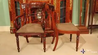 Vintage Set 12 English Regency Style Dining Chairs 20th C