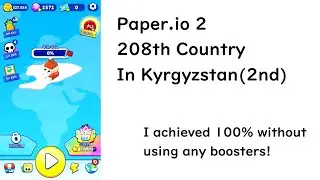 Paper.io 2 In Kyrgyzstan(2nd)!!!    I achieved 100% without using any boosters!