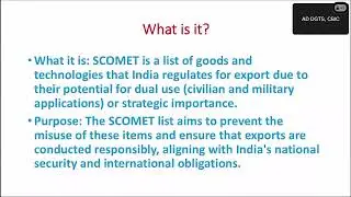 Sensitisation on dual use technologies covered under SCOMET in International Trade