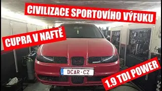 Seat Leon Cupra 1.9 TDI - úpravený koncový tlumič na holém potrubí straight pipe