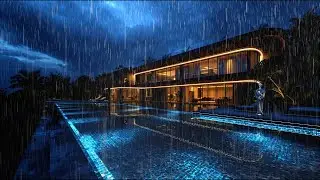 Peaceful Rainfall on a Luxury Balcony | Mansion Night Sounds for Sleep & Relaxation