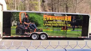 Wrapping a Truck and Two Trailers for Evergreen Landscaping