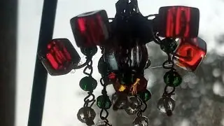 Making miniature chandelier with beads and ornaments 