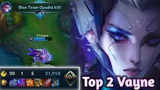 Wild Rift - '60K+ DMG' Top 1 Vayne Challenger Quadrakill Duo Lane Gameplay