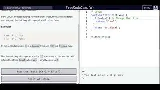 Lesson 61 | Basic JavaScript | Comparison with the Strict Equality Operator