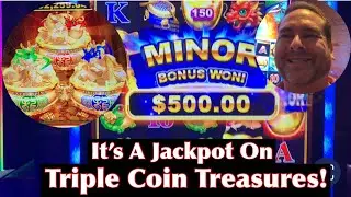 Jackpot on Triple Coin Treasures! An Old Favorite Delivers A Huge Surprise Win!