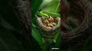 Snake attack bird chick  🐍 AI shorts #birds #wildlife #nature