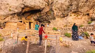 Amir and His Family Create a Green Space Outside the Cave with Sturdy Wooden Pillars and Wire Fence