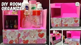 DIY Table organizer from cardboard || Handmade beautiful desk organizer