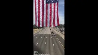 Memorial procession for Fallen Officer Tara O'Sullivan seen from above