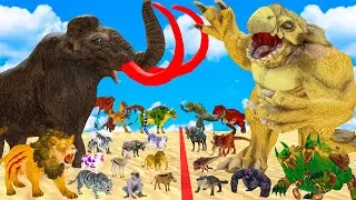 Prehistoric animals fighting bears and mammoths - Epic battle - Animal uprising - Battle simulation