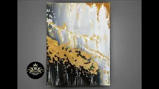#864 SOLD!! Abstract Acrylic Painting Technique Using Gold and Silver Leaf #abstractpainting