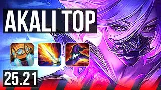 AKALI vs GAREN (TOP) | 21/0/7, 12 solo kills, Legendary, 48k DMG, 600+ games | EUW Master | 25.21