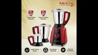 Mccoy Unique 800W Intelligent-Lock Powerful Copper Motor SS304 Blades ABS Body SS Jars Mixer Grinder