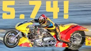 FULL EVENT! TOP FUEL NITRO MOTORCYCLE RACE! 5.74 at 254 MPH BEST EVER RUN! LARRY &ldquo;SPIDERMAN&rdquo; MCBRIDE