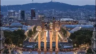 Free Stock Footage | Day to Night - Magic Fountain show in Barcelona, Catalonia, Spain. | 4K