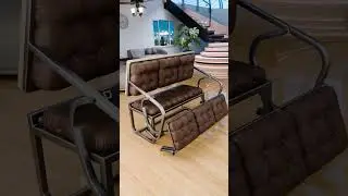 Leather Tufted Bench Transforms into Table with Two Benches | Ultimate Space-Saver