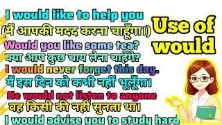 Use of would ll important sentence of model would ll vocabulary sentence English with hindi 
