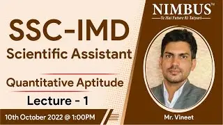 SSC-IMD Scientific Assistant Vacancy 2022 | Quantitative Aptitude | Free Online Live Classes | L - 1