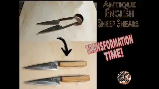Transformation Time!  Rusty antique British sheep shears into a serious set of kitchen knives!