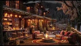 Winter Jazz Piano & Crackling Fireplace ⛄ Cozy Porch Ambience | Relaxing Jazz Music