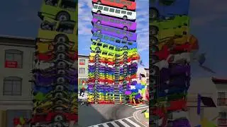Mixed Colorful Buses Fall Crash - BeamNG.drive #carcrashbmg #shorts #youtubeshorts #TheGamingHub