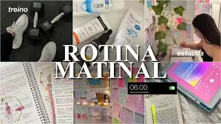 rotina matinal de uma vestibulanda ♡ | estudos + treino + selfcare