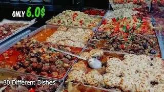 30 different dishes! Only for $0.6 USD! Self-service restaurant with delicious food _ Buffet