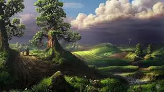 Rolling Hills with distant summer rainstorm | Ambience for relaxation meditation roleplay D&D study