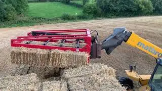 Matbro tele handler loading conventional bales of straw 2021Derbyshite