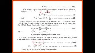 PSS Lecture :- 29 Swing Equation