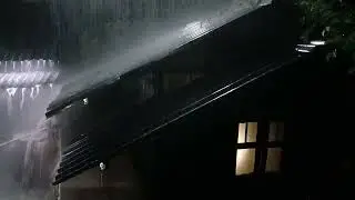 Dreamy Slumber with Heavy Rain & Soft Thunder Echoing Over a Cabin in the Misty Hills.