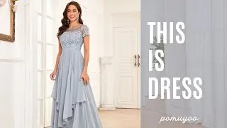 POMUYOO | Stunning Bateau Neckline Short Sleeves Lace Maxi Dresses #bridesmaid