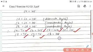 Chapter -11 |  Lines and Angles | Exercise - 11.2 Q 1, 2 | Cordova Maths Class - 7