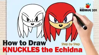How to Draw Knuckles the Echidna from Sonic characters | Step by Step | Studio RedBug201