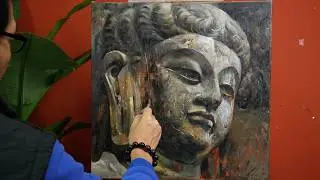 Timelapse: Painting the Sacred Lu she Buddha in Acrylics | 4K Art Process