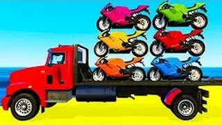 Fun Color Racing bikes , Small cars by Spiderman Cartoon Videos for Kids   Learn