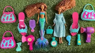 Disney Doll Collection | Frozen Elsa and Anna, Belle, Ariel | Unboxing Disney Mattel playset